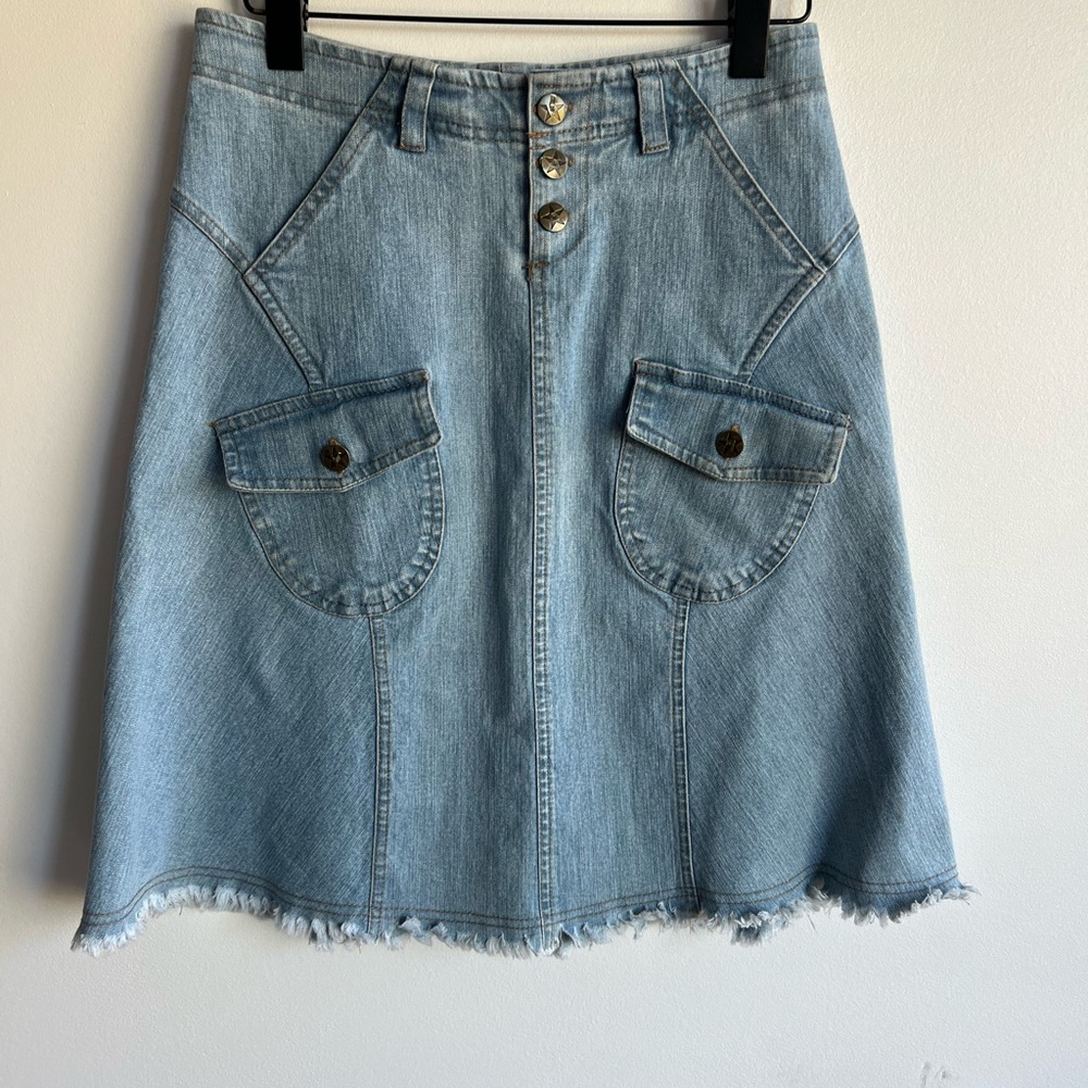 Western Y2K Denim A-Line  Midi Skirt